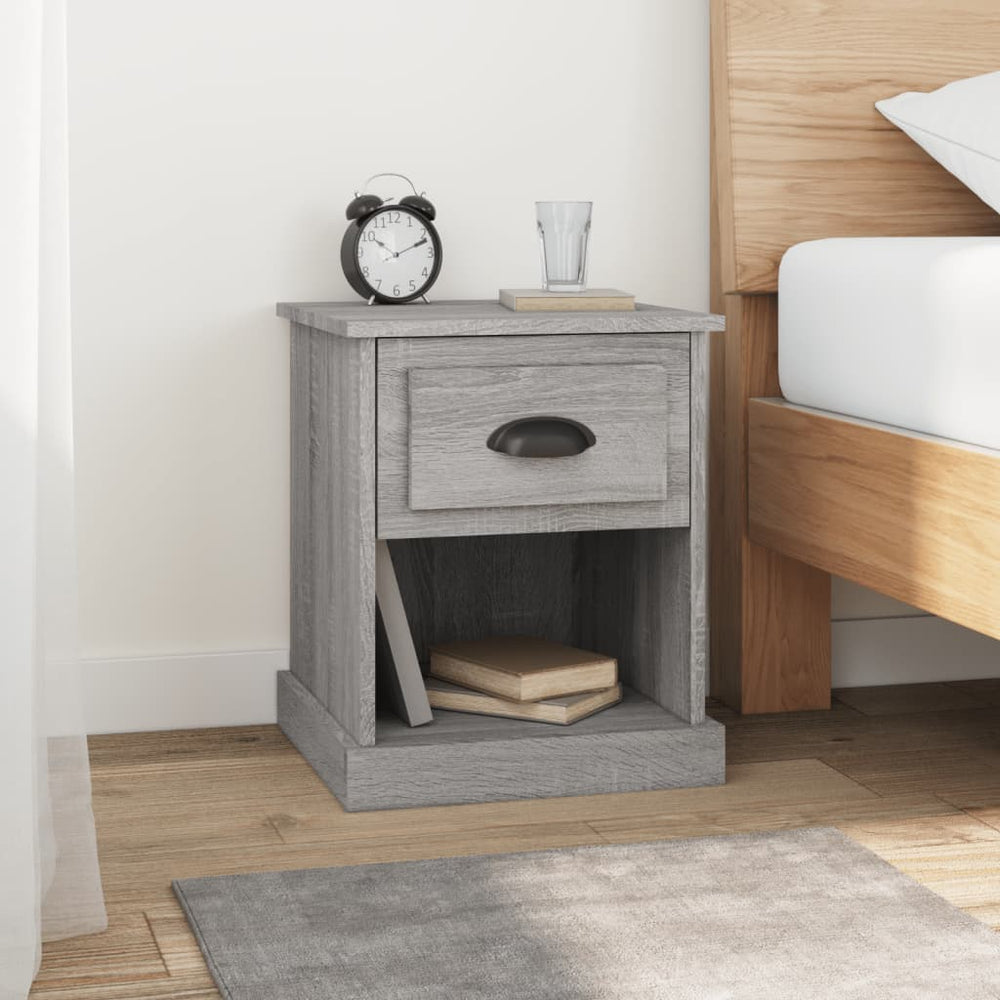 Nachtkastje 39x39x47,5 cm bewerkt hout grijs sonoma eikenkleur MeubelReus