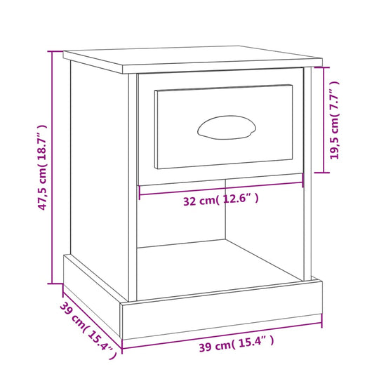 Nachtkastjes 2 st 39x39x47,5 cm bewerkt hout grijs sonoma eiken MeubelReus
