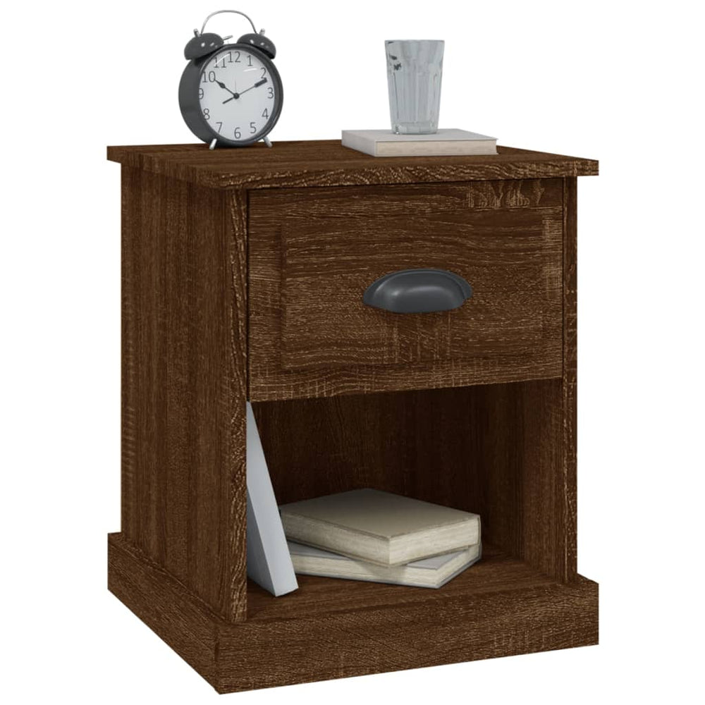 Nachtkastje 39x39x47,5 cm bewerkt hout bruin eikenkleur MeubelReus