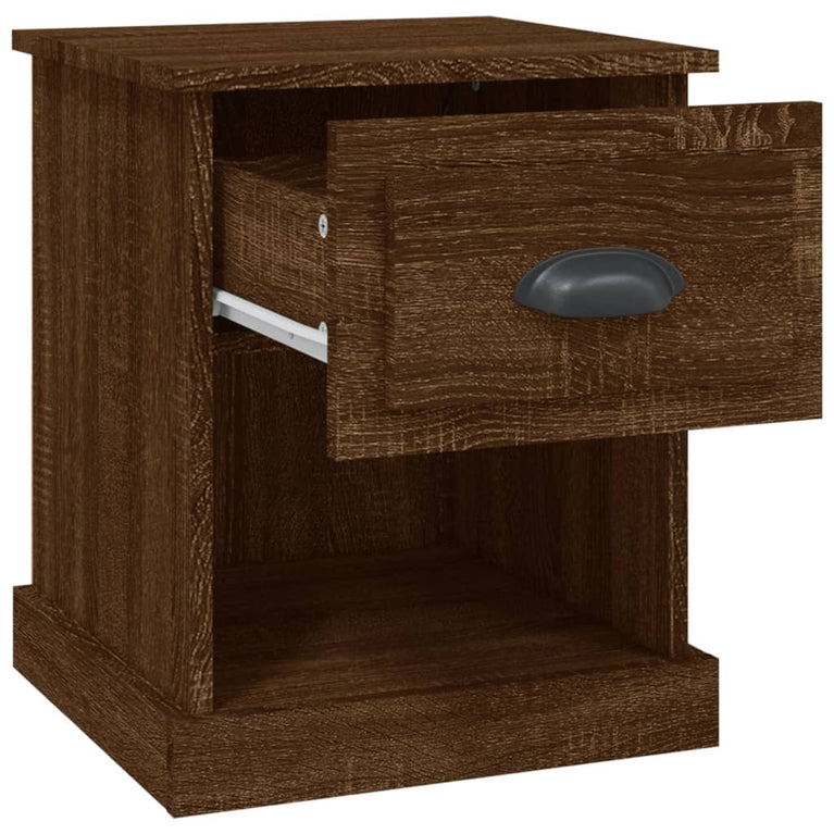 Nachtkastje 39x39x47,5 cm bewerkt hout bruin eikenkleur MeubelReus