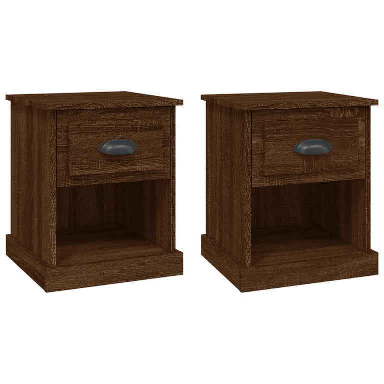 Nachtkastjes 2 st 39x39x47,5 cm bewerkt hout bruin eikenkleur MeubelReus