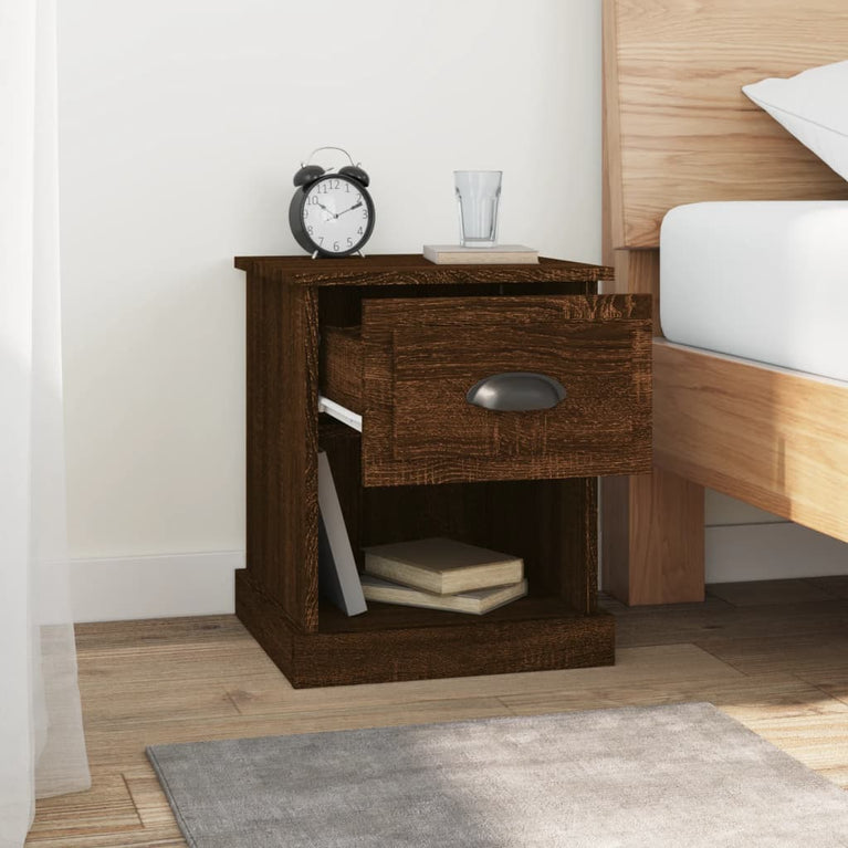Nachtkastjes 2 st 39x39x47,5 cm bewerkt hout bruin eikenkleur MeubelReus