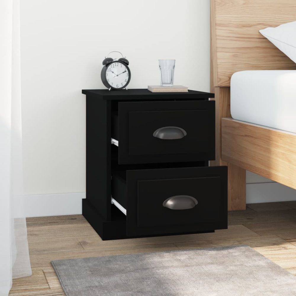 Nachtkastjes 2 st 39x39x47,5 cm bewerkt hout zwart MeubelReus