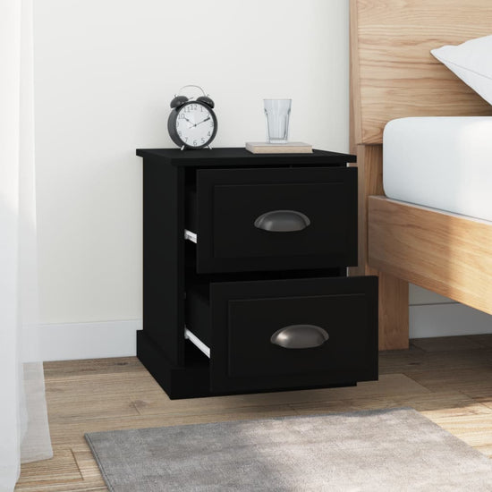 Nachtkastjes 2 st 39x39x47,5 cm bewerkt hout zwart MeubelReus