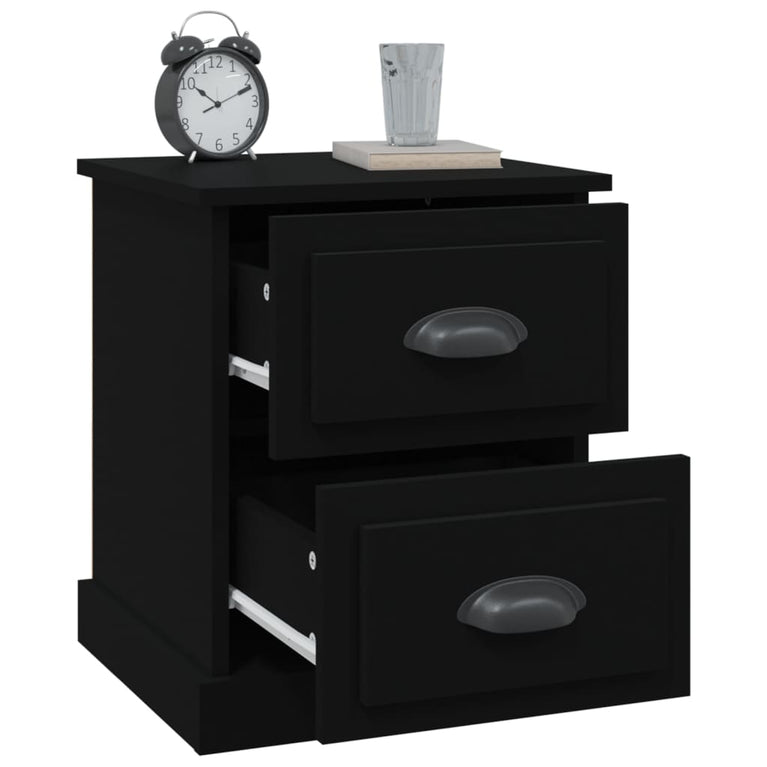 Nachtkastjes 2 st 39x39x47,5 cm bewerkt hout zwart MeubelReus