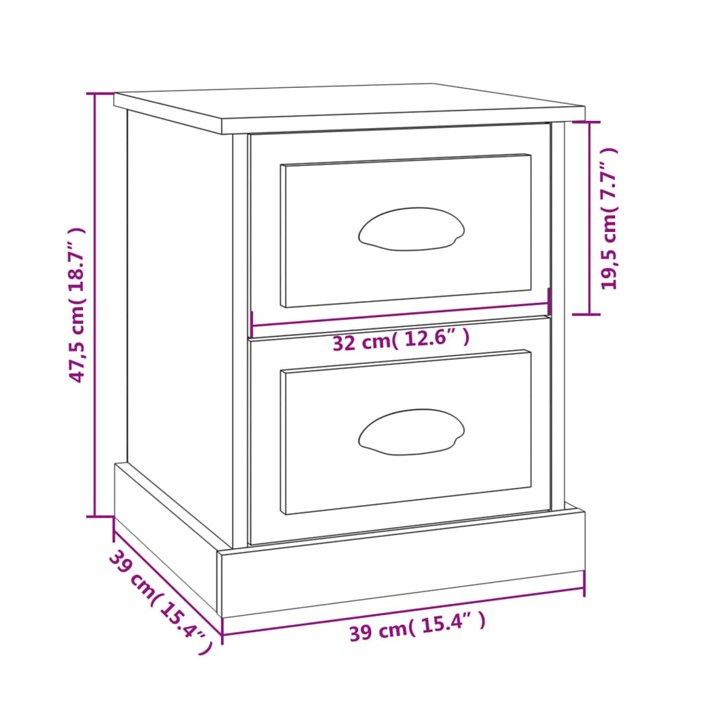 Nachtkastje 39x39x47,5 cm bewerkt hout hoogglans wit MeubelReus