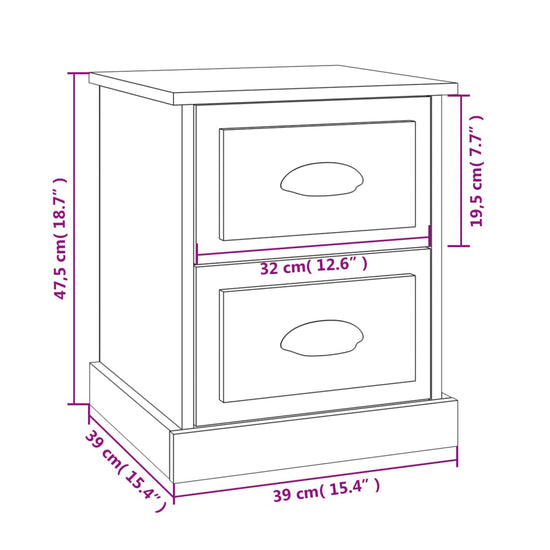Nachtkastje 39x39x47,5 cm bewerkt hout hoogglans wit MeubelReus