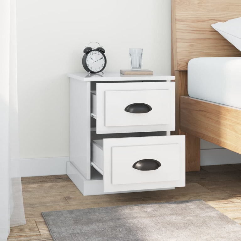 Nachtkastjes 2 st 39x39x47,5 cm bewerkt hout hoogglans wit MeubelReus