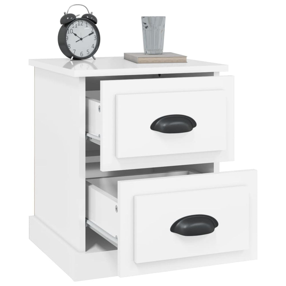 Nachtkastjes 2 st 39x39x47,5 cm bewerkt hout hoogglans wit MeubelReus