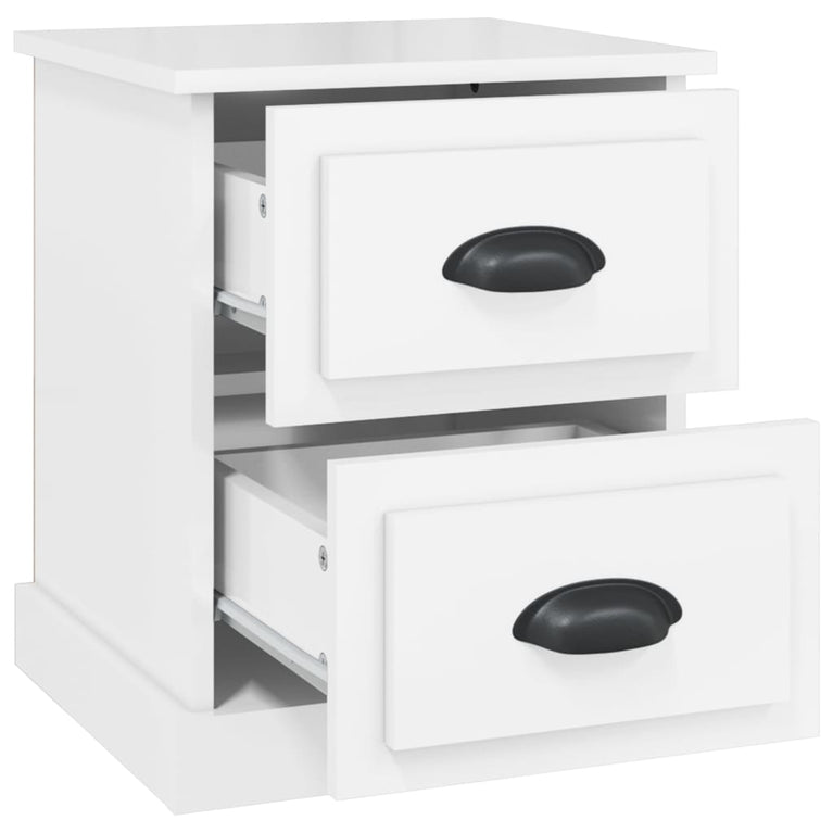 Nachtkastjes 2 st 39x39x47,5 cm bewerkt hout hoogglans wit MeubelReus