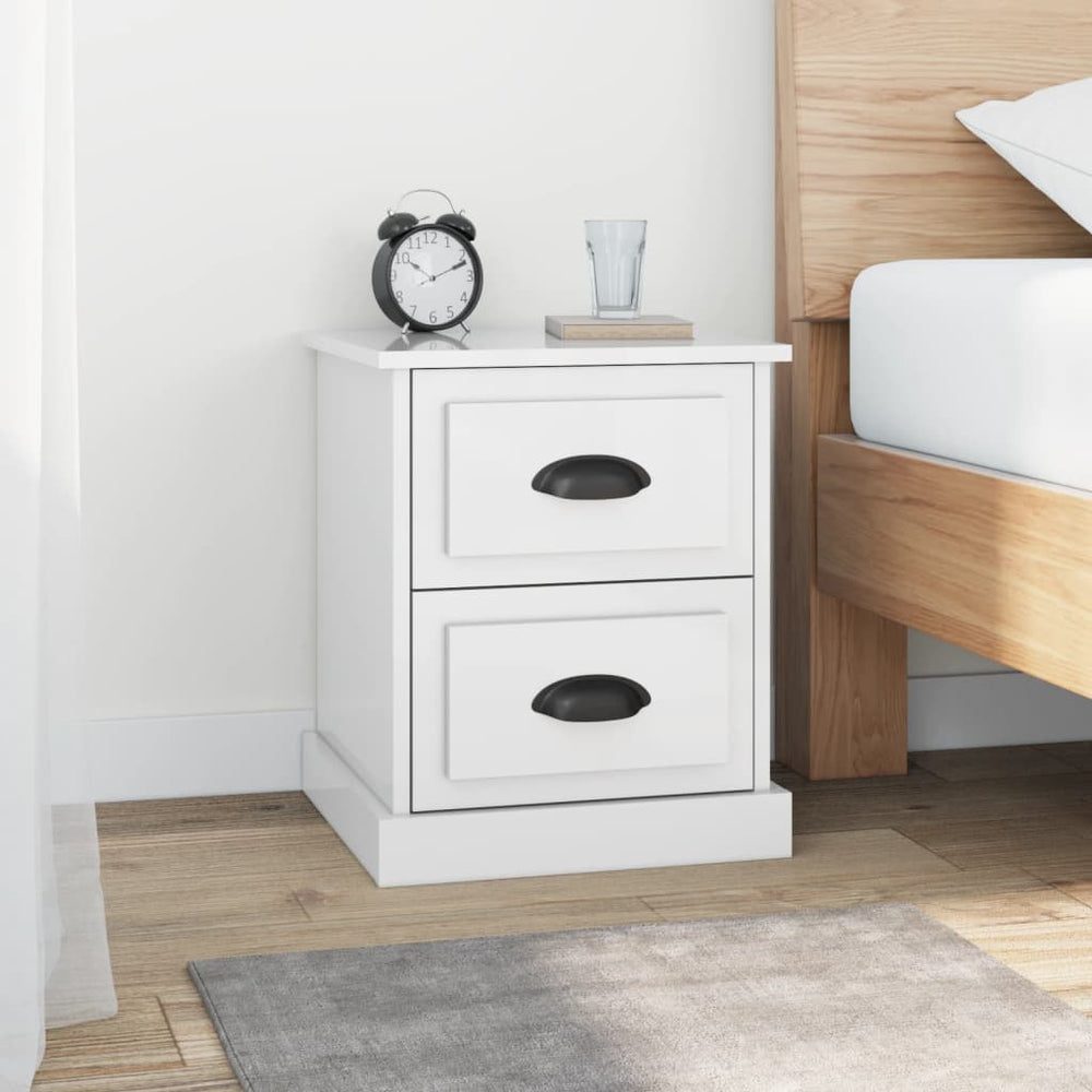 Nachtkastjes 2 st 39x39x47,5 cm bewerkt hout hoogglans wit MeubelReus