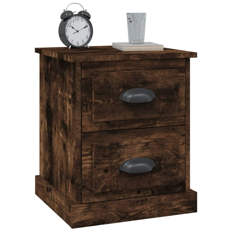 Nachtkastje 39x39x47,5 cm bewerkt hout gerookt eiken MeubelReus