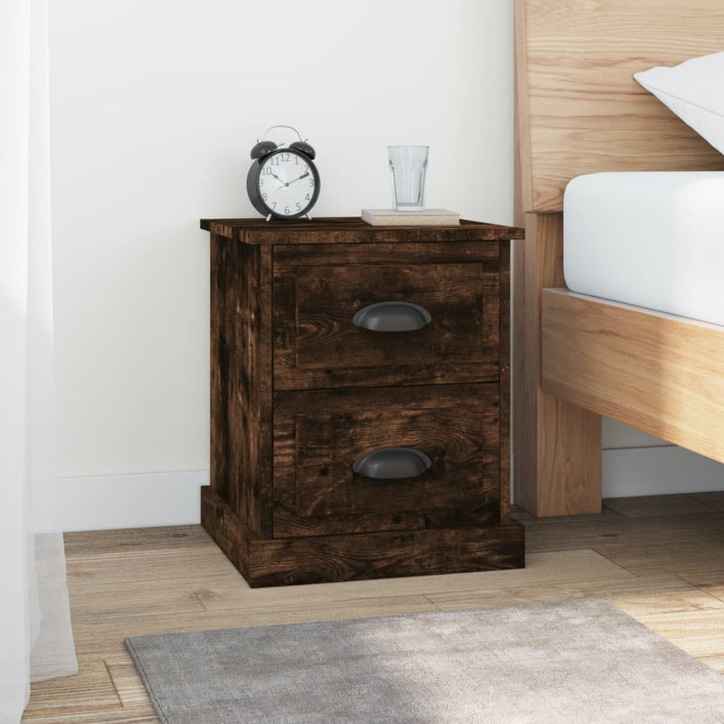 Nachtkastje 39x39x47,5 cm bewerkt hout gerookt eiken MeubelReus