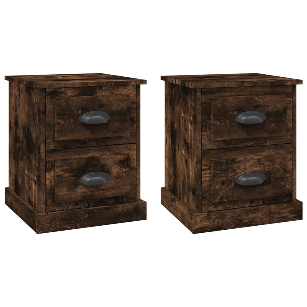 Nachtkastjes 2 st 39x39x47,5 cm bewerkt hout gerookt eikenkleur MeubelReus