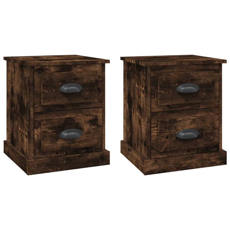 Nachtkastjes 2 st 39x39x47,5 cm bewerkt hout gerookt eikenkleur MeubelReus