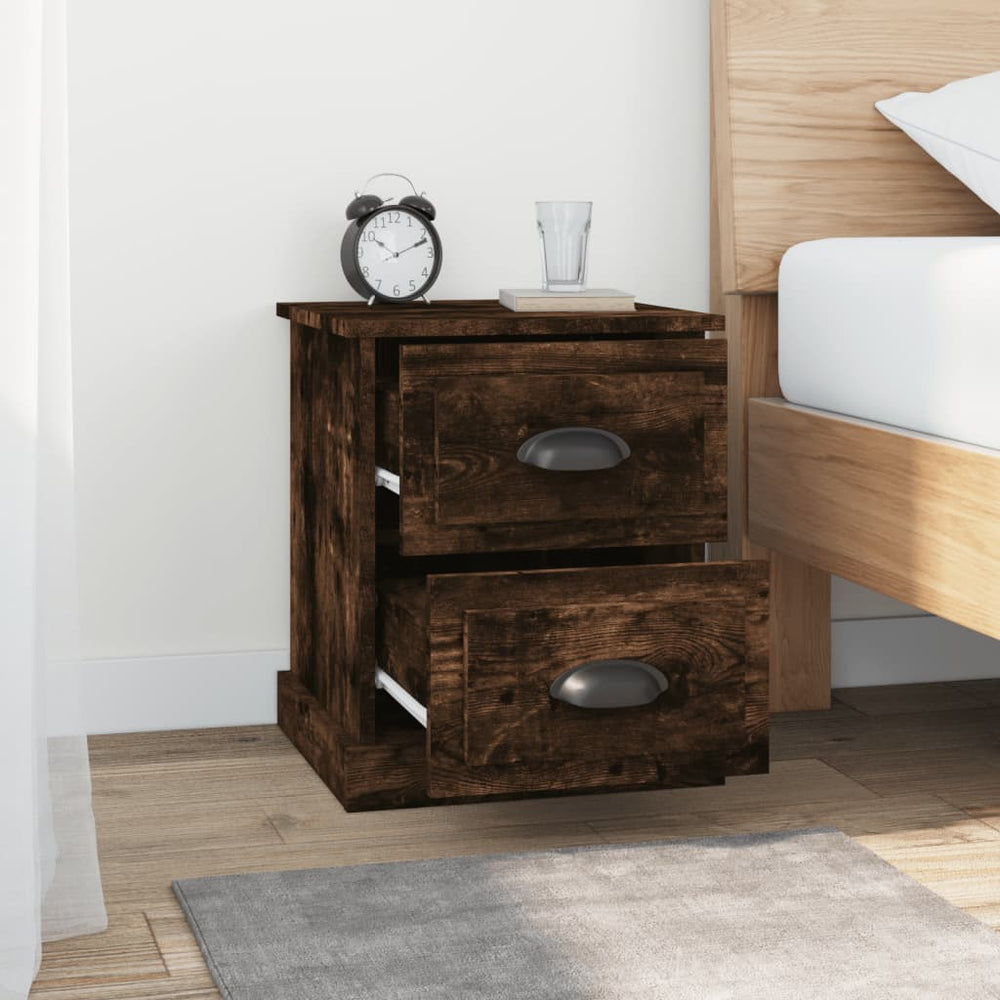 Nachtkastjes 2 st 39x39x47,5 cm bewerkt hout gerookt eikenkleur MeubelReus