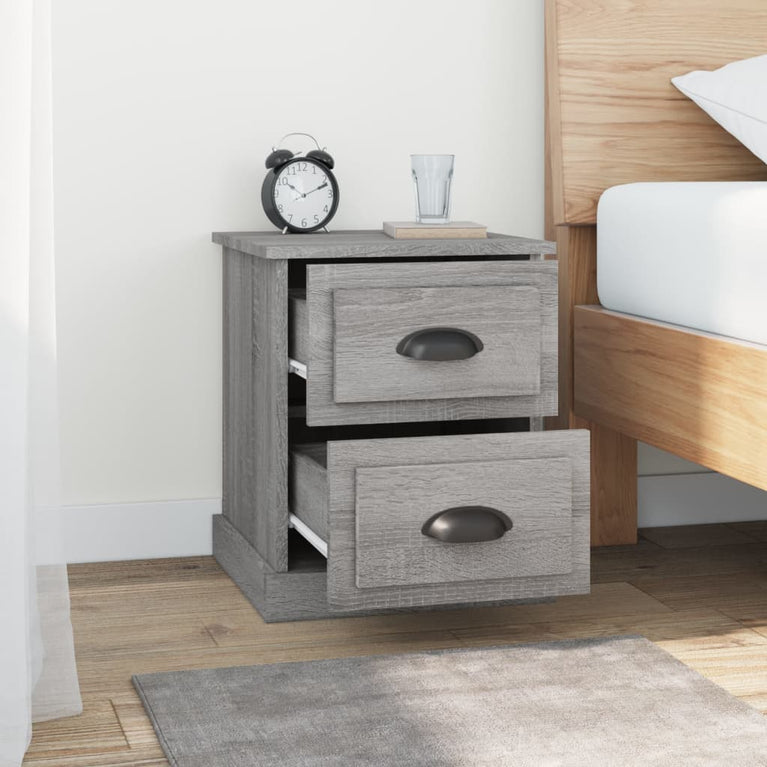 Nachtkastje 39x39x47,5 cm bewerkt hout grijs sonoma eikenkleur MeubelReus