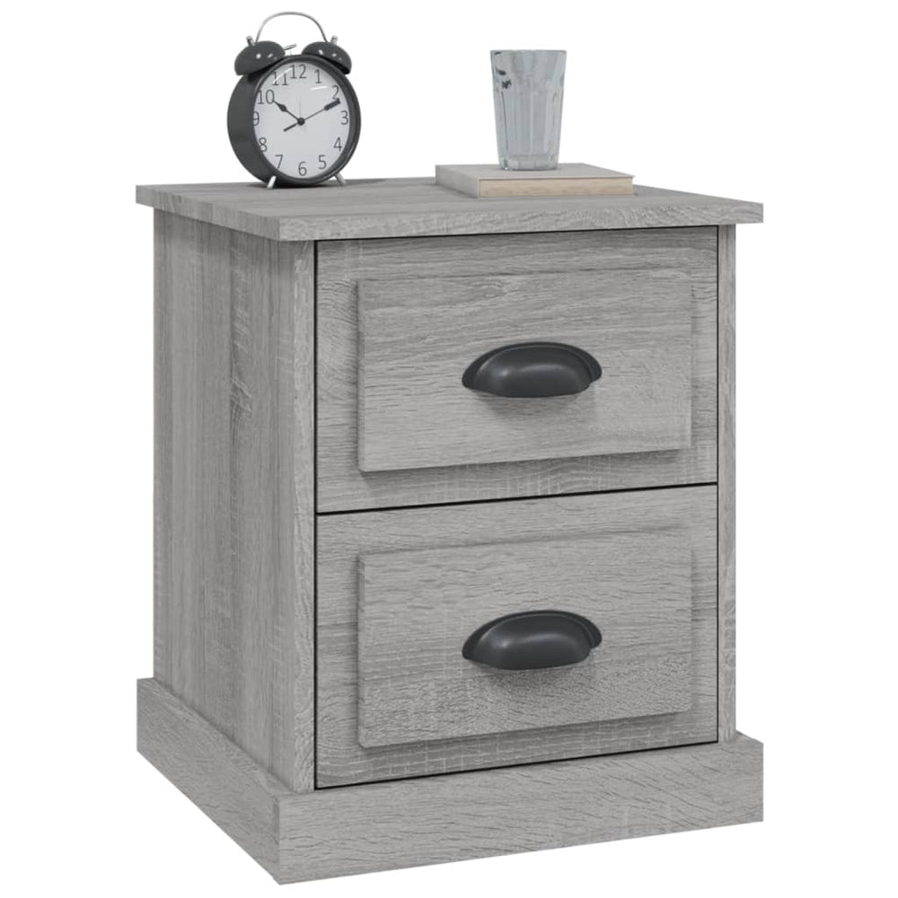 Nachtkastje 39x39x47,5 cm bewerkt hout grijs sonoma eikenkleur MeubelReus