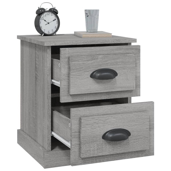 Nachtkastje 39x39x47,5 cm bewerkt hout grijs sonoma eikenkleur MeubelReus