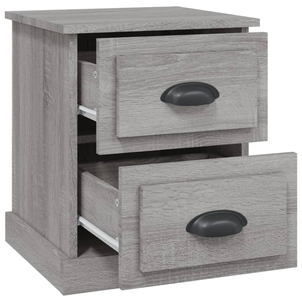 Nachtkastje 39x39x47,5 cm bewerkt hout grijs sonoma eikenkleur MeubelReus