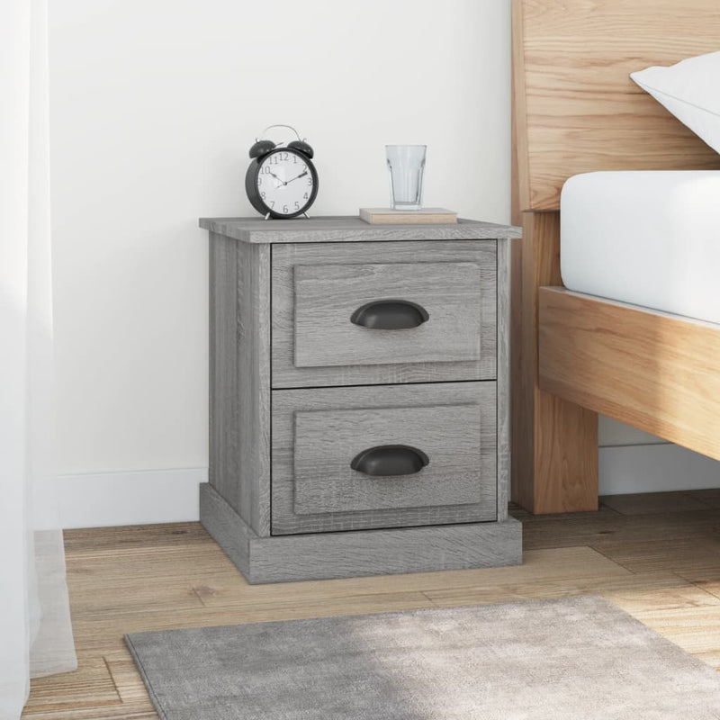 Nachtkastje 39x39x47,5 cm bewerkt hout grijs sonoma eikenkleur MeubelReus