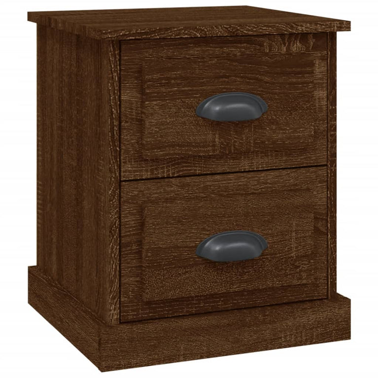 Nachtkastje 39x39x47,5 cm bewerkt hout bruin eikenkleur MeubelReus