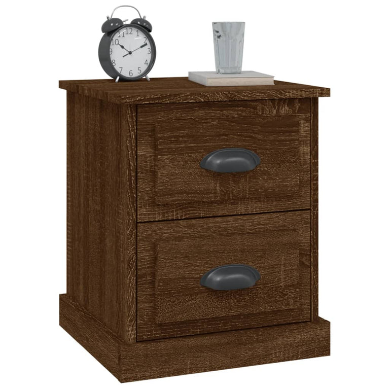 Nachtkastje 39x39x47,5 cm bewerkt hout bruin eikenkleur MeubelReus