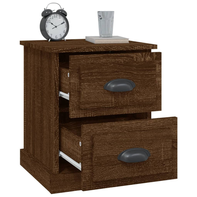 Nachtkastje 39x39x47,5 cm bewerkt hout bruin eikenkleur MeubelReus