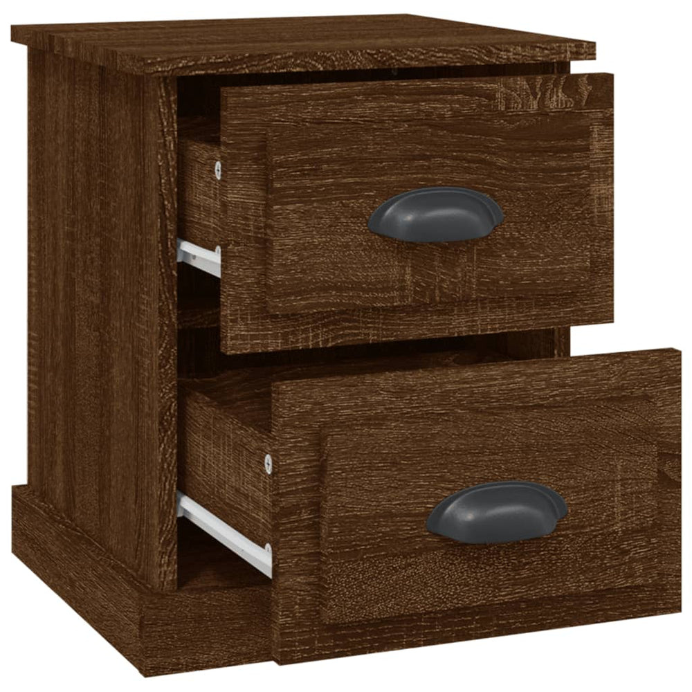 Nachtkastje 39x39x47,5 cm bewerkt hout bruin eikenkleur MeubelReus