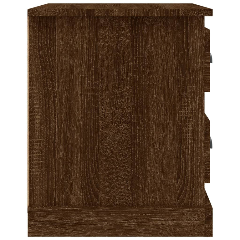Nachtkastje 39x39x47,5 cm bewerkt hout bruin eikenkleur MeubelReus