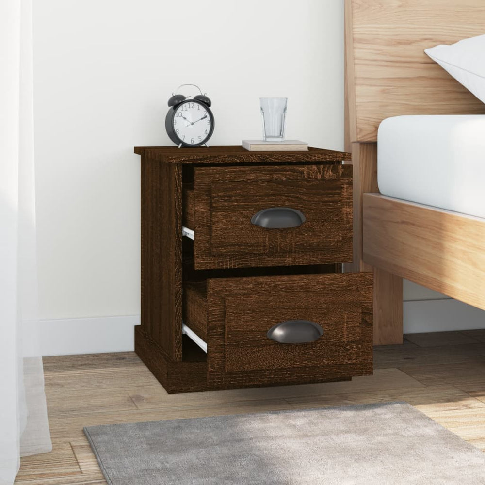 Nachtkastjes 2 st 39x39x47,5 cm bewerkt hout bruin eikenkleur MeubelReus