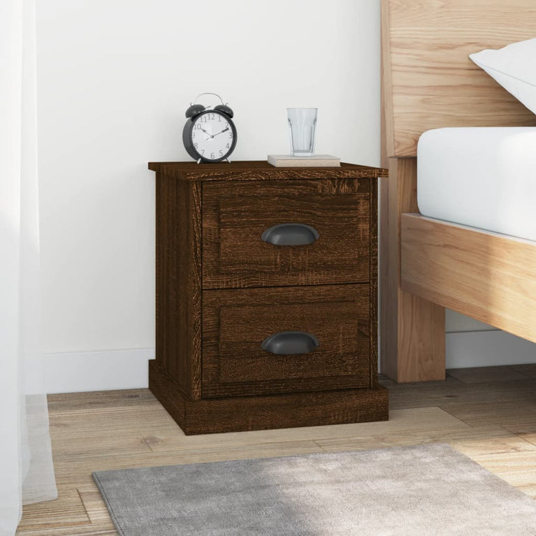 Nachtkastjes 2 st 39x39x47,5 cm bewerkt hout bruin eikenkleur MeubelReus