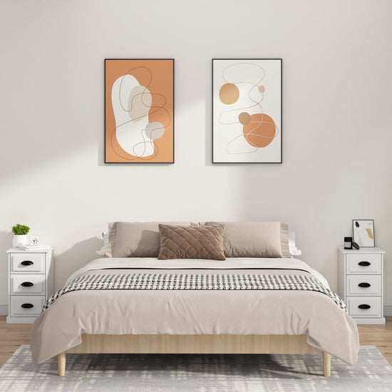 Nachtkastje 39x39x67 cm bewerkt hout wit MeubelReus
