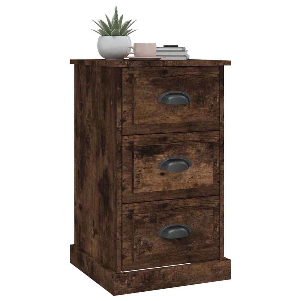 Nachtkastje 39x39x67 cm bewerkt hout gerookt eikenkleurig MeubelReus