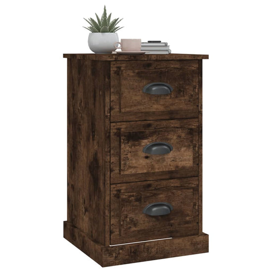 Nachtkastje 39x39x67 cm bewerkt hout gerookt eikenkleurig MeubelReus