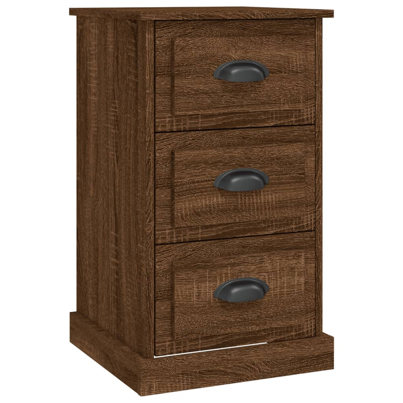 Nachtkastje 39x39x67 cm bewerkt hout bruin eikenkleur MeubelReus