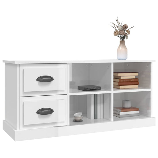 Tv-meubel 102x35,5x47,5 cm bewerkt hout hoogglans wit MeubelReus