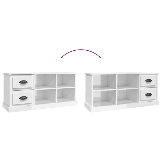 Tv-meubel 102x35,5x47,5 cm bewerkt hout hoogglans wit MeubelReus