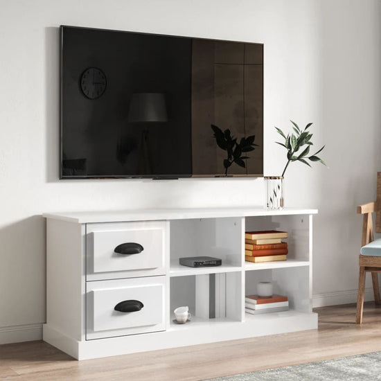Tv-meubel 102x35,5x47,5 cm bewerkt hout hoogglans wit MeubelReus