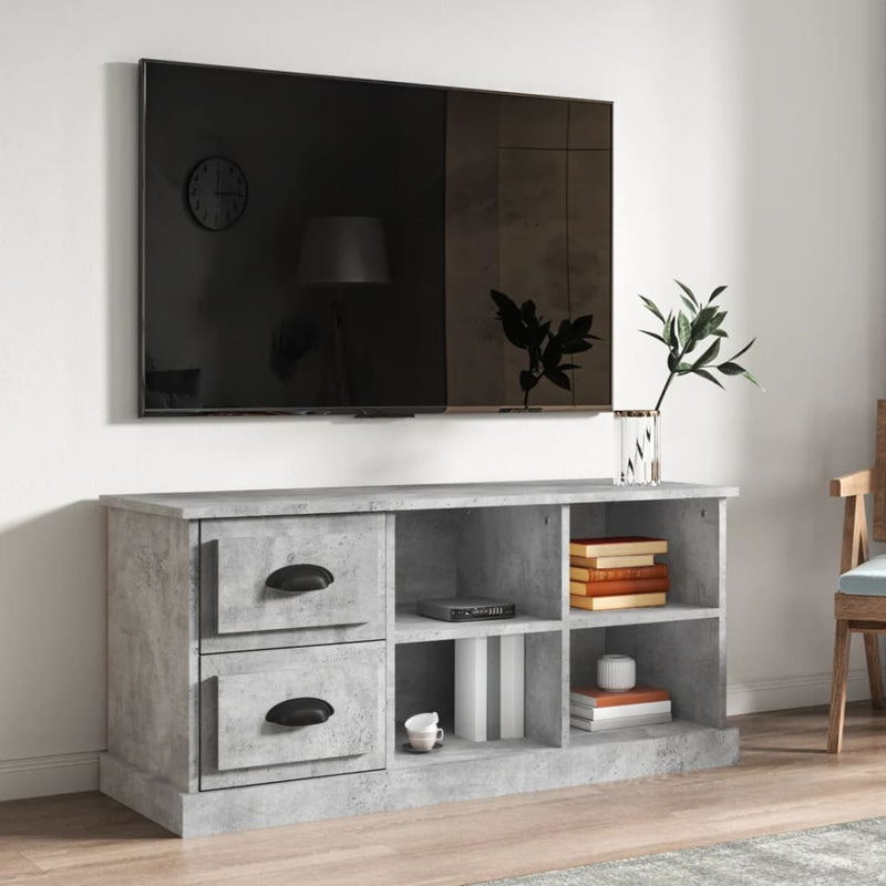 Tv-meubel 102x35,5x47,5 cm bewerkt hout betongrijs MeubelReus