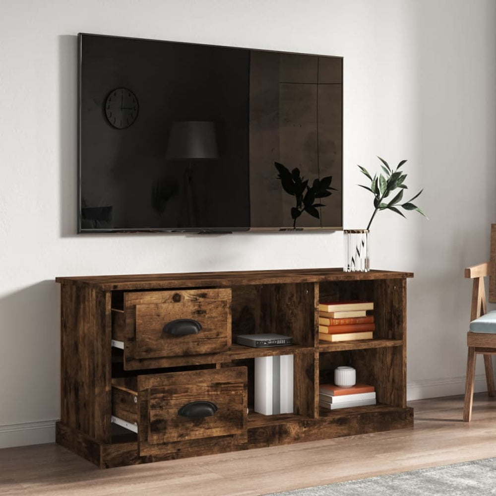 Tv-meubel 102x35,5x47,5 cm bewerkt hout gerookt eikenkleurig MeubelReus