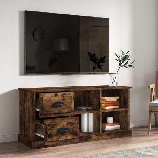 Tv-meubel 102x35,5x47,5 cm bewerkt hout gerookt eikenkleurig MeubelReus