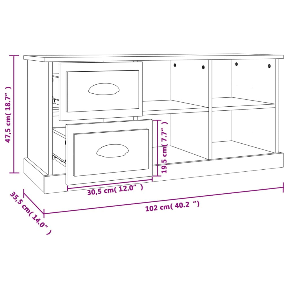 Tv-meubel 102x35,5x47,5 cm bewerkt hout gerookt eikenkleurig MeubelReus