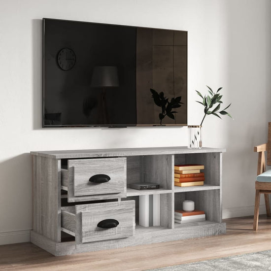Tv-meubel 102x35,5x47,5 cm bewerkt hout grijs sonoma eikenkleur MeubelReus