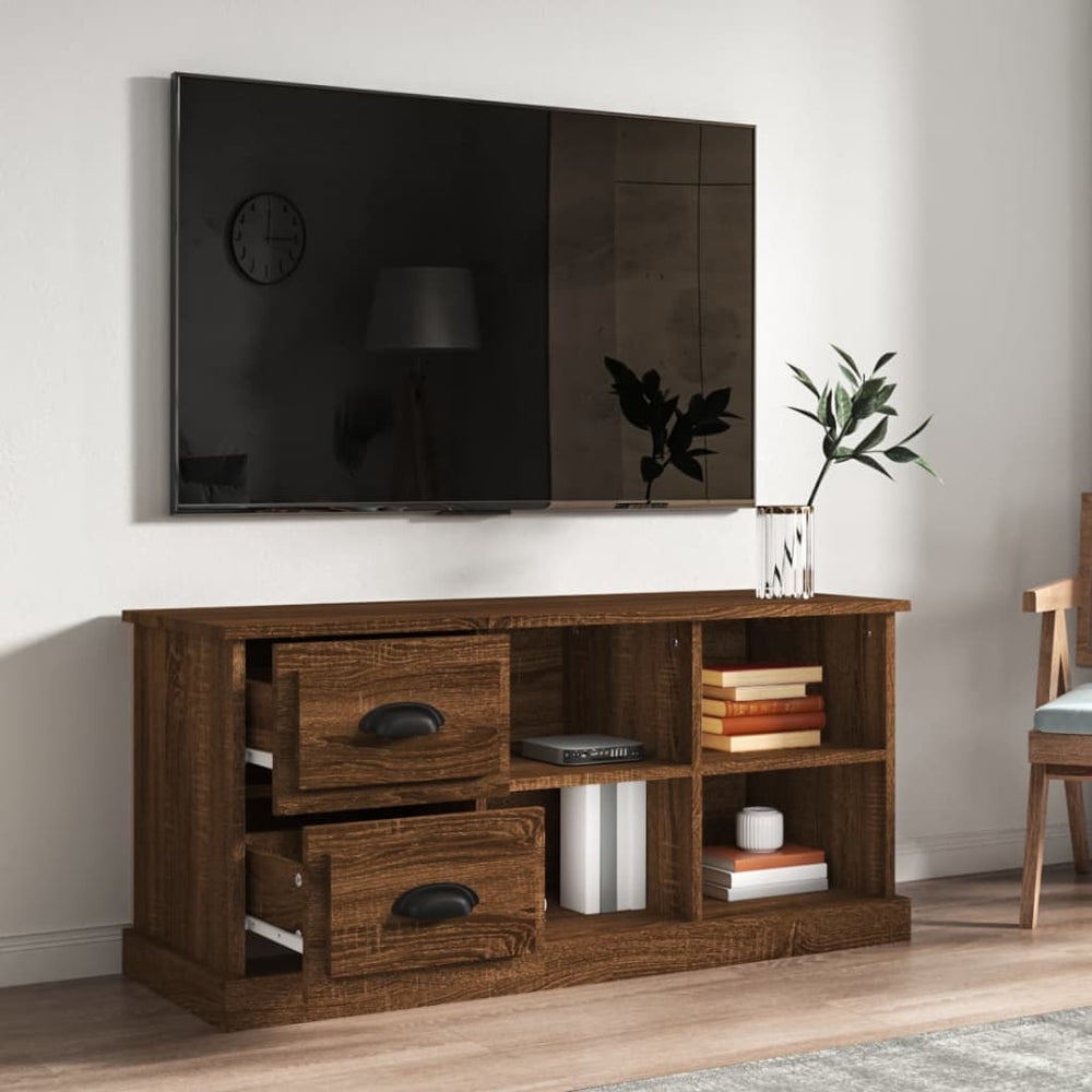 Tv-meubel 102x35,5x47,5 cm bewerkt hout bruin eikenkleur MeubelReus