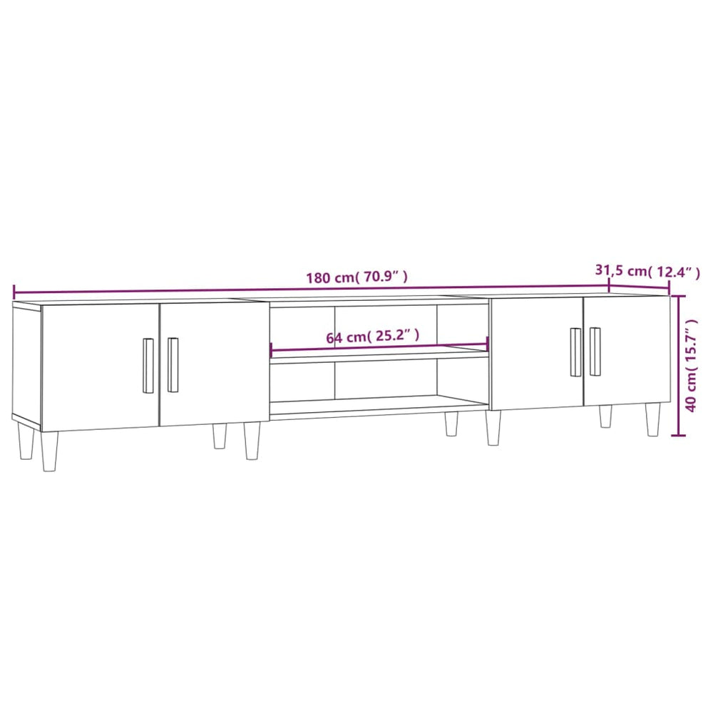 Tv-meubel 180x31,5x40 cm bewerkt hout wit MeubelReus