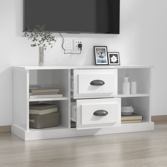 Tv-meubel 99,5x35,5x48 cm bewerkt hout hoogglans wit MeubelReus