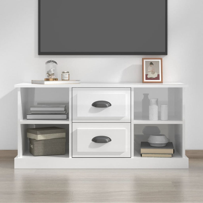 Tv-meubel 99,5x35,5x48 cm bewerkt hout hoogglans wit MeubelReus