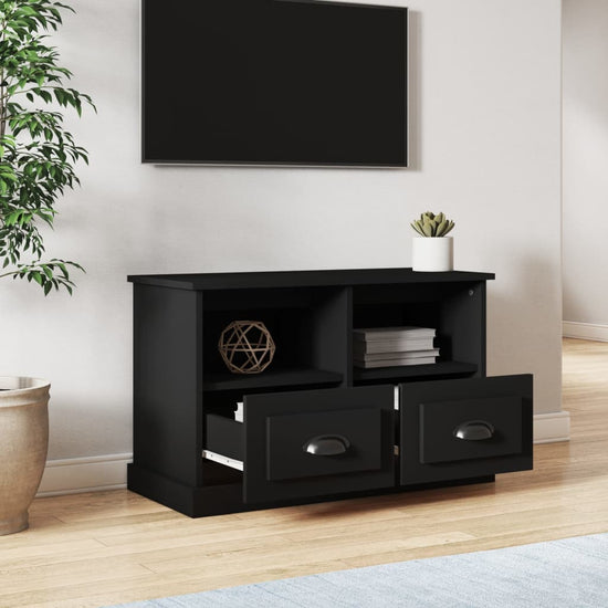 Tv-meubel 80x35x50 cm bewerkt hout zwart MeubelReus