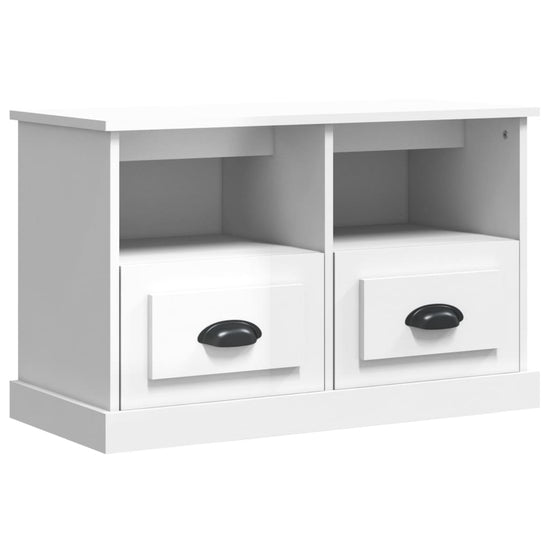 Tv-meubel 80x35x50 cm bewerkt hout hoogglans wit MeubelReus